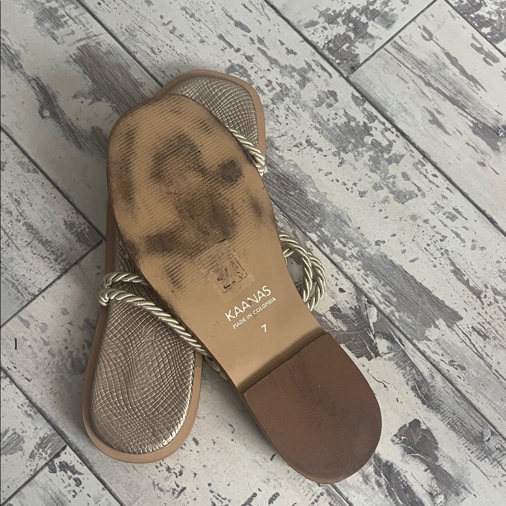 Kaanas Alicia Slide Champagne Rope Sandals 7 - Picture 5 of 5